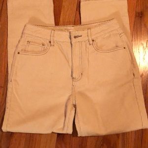 Pacsun Cream-White Corduroy Mom Jeans